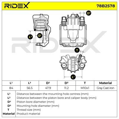 Brake Caliper RIDEX 78B2578 78B2578 - photo 7