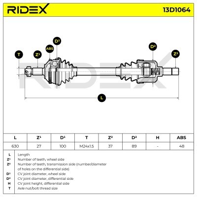 Drive Shaft RIDEX 13D1064 13D1064 - photo 7