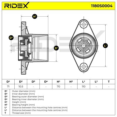 Strut Support Bearing Front RIDEX 1180S0004 1180S0004 - photo 4