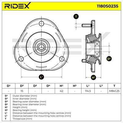 Strut Support Bearing Front RIDEX 1180S0235 1180S0235 - photo 5