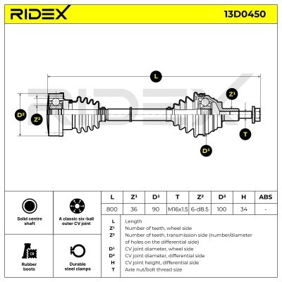 Drive Shaft RIDEX 13D0450 13D0450 - photo 7