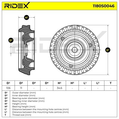 Strut Support Bearing Front RIDEX 1180S0046 1180S0046 - photo 5