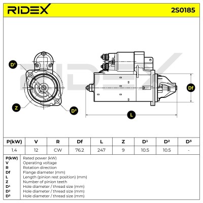 Starter RIDEX 2S0185 2S0185 - photo 6
