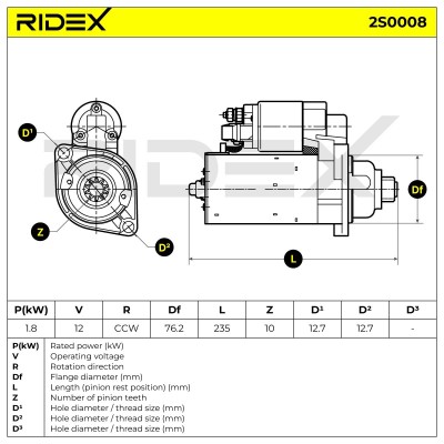 Starter RIDEX 2S0008 2S0008 - photo 6