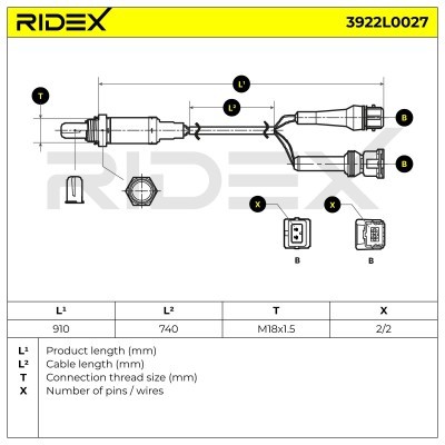 Lambda (Oxygen) Sensor RIDEX 3922L0027 3922L0027 - photo 6