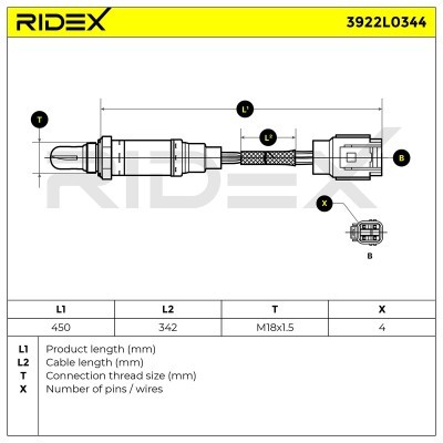 Lambda (Oxygen) Sensor RIDEX 3922L0344 3922L0344 - photo 6