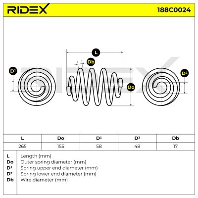 Suspension Spring RIDEX 188C0024 188C0024 - photo 2