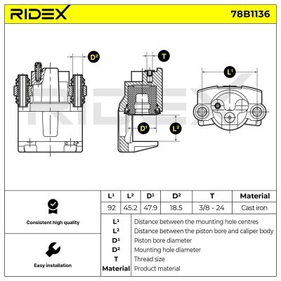 Brake Caliper RIDEX 78B1136 78B1136 - photo 5