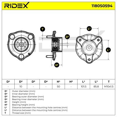 Strut Support Bearing Front RIDEX 1180S0594 1180S0594 - photo 5