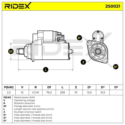 Starter RIDEX 2S0021 2S0021 - photo 6
