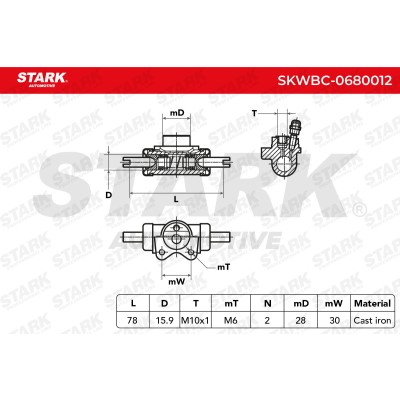 Wheel Brake Cylinder Stark SKWBC-0680012 SKWBC-0680012 - photo 8