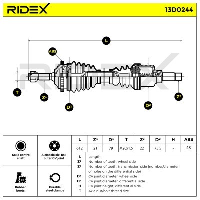 Drive Shaft RIDEX 13D0244 13D0244 - photo 5
