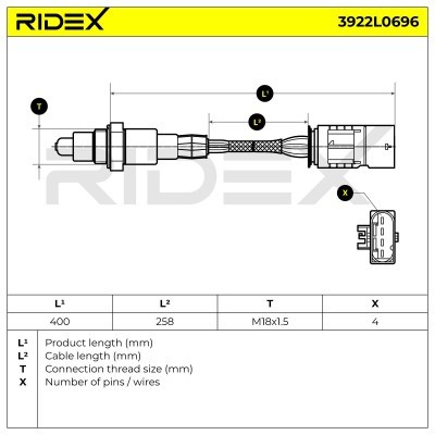 Lambda (Oxygen) Sensor RIDEX 3922L0696 3922L0696 - photo 7