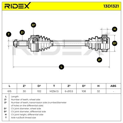 Drive Shaft RIDEX 13D1321 13D1321 - photo 8