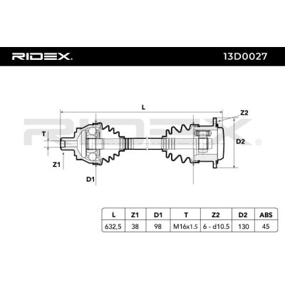 Drive Shaft RIDEX 13D0027 13D0027 - photo 6