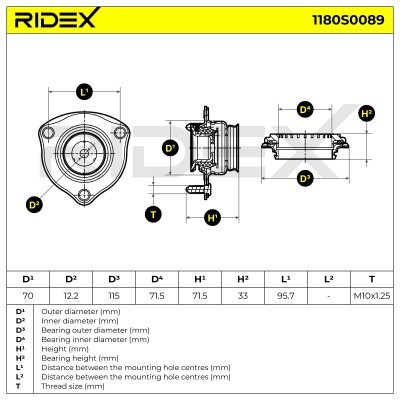 Strut Support Bearing Front RIDEX 1180S0089 1180S0089 - photo 5