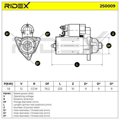 Starter RIDEX 2S0009 2S0009 - photo 6