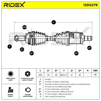 Drive Shaft RIDEX 13D0279 13D0279 - photo 6
