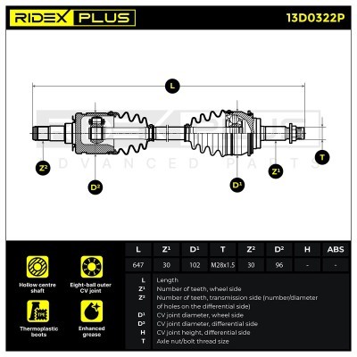 Drive Shaft RIDEX 13D0322P 13D0322P - photo 3
