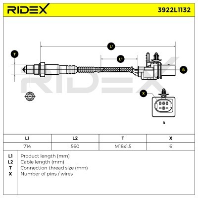 Lambda (Oxygen) Sensor RIDEX 3922L1132 3922L1132 - photo 6