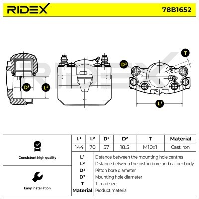 Brake Caliper RIDEX 78B1652 78B1652 - photo 3
