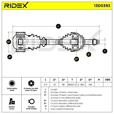 Drive Shaft RIDEX 13D0393 13D0393 - photo 5