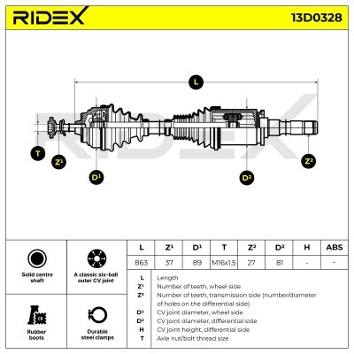 Drive Shaft RIDEX 13D0328 13D0328 - photo 7