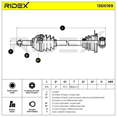 Drive Shaft RIDEX 13D0169 13D0169 - photo 6