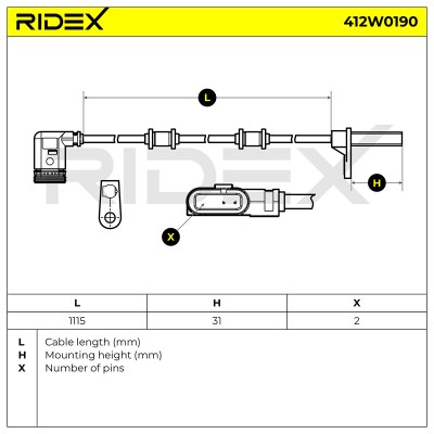 ABS Sensor RIDEX 412W0190 412W0190 - photo 6