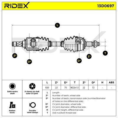 Drive Shaft RIDEX 13D0697 13D0697 - photo 7