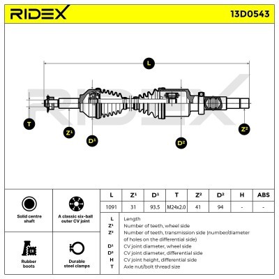 Drive Shaft RIDEX 13D0543 13D0543 - photo 7