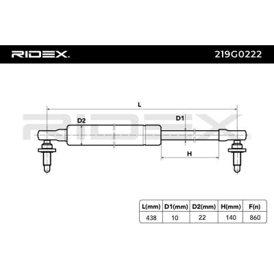 Gas Spring, boot-/cargo area RIDEX 219G0222 219G0222 - photo 4