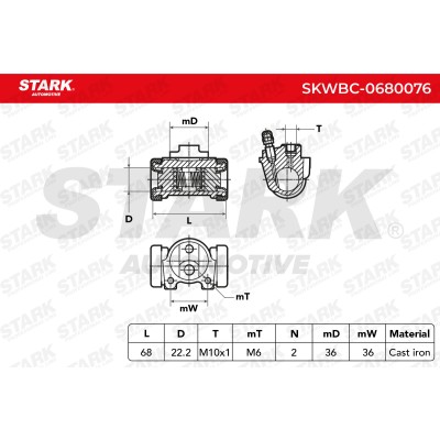 Wheel Brake Cylinder Stark SKWBC-0680076 SKWBC-0680076 - photo 5