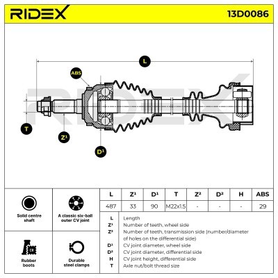 Drive Shaft RIDEX 13D0086 13D0086 - photo 6