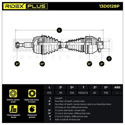 Drive Shaft RIDEX 13D0128P 13D0128P - photo 3
