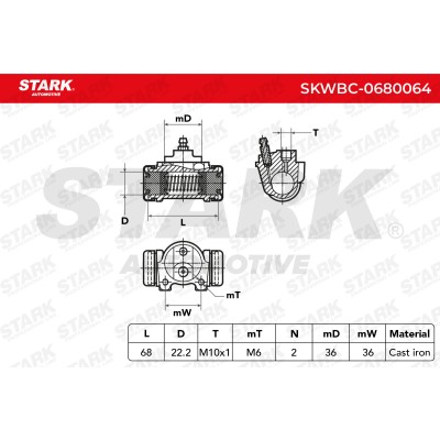 Wheel Brake Cylinder Stark SKWBC-0680064 SKWBC-0680064 - photo 5