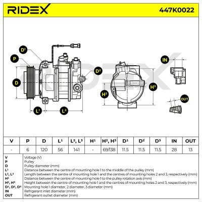 Compressor, Air Conditioning 447K0022 - photo 7