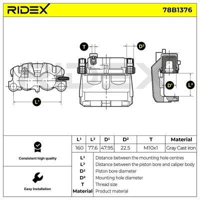 Brake Caliper RIDEX 78B1376 78B1376 - photo 7
