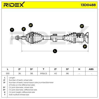 Drive Shaft RIDEX 13D0488 13D0488 - photo 6