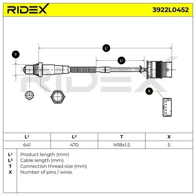 Lambda (Oxygen) Sensor RIDEX 3922L0452 3922L0452 - photo 7