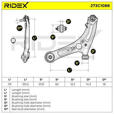 Control Arm RIDEX 273C1088 273C1088 - photo 6