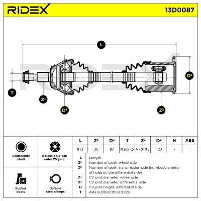 Drive Shaft RIDEX 13D0087 13D0087 - photo 6