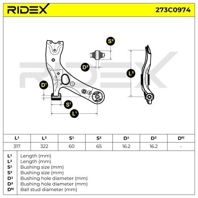 Control Arm RIDEX 273C0974 273C0974 - photo 8