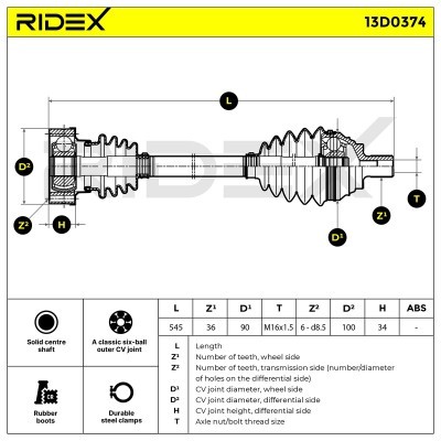 Drive Shaft RIDEX 13D0374 13D0374 - photo 7