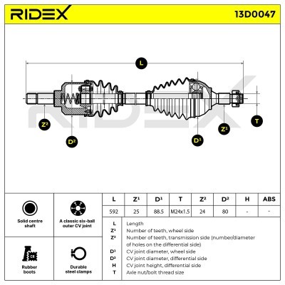 Drive Shaft RIDEX 13D0047 13D0047 - photo 5