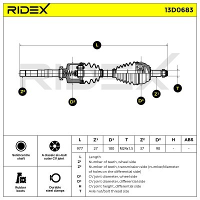 Drive Shaft RIDEX 13D0683 13D0683 - photo 7