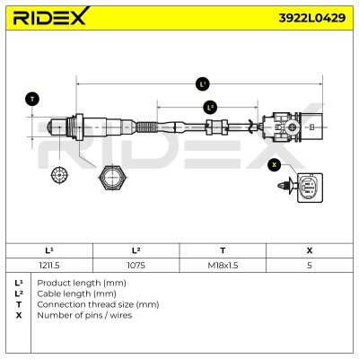 Lambda (Oxygen) Sensor RIDEX 3922L0429 3922L0429 - photo 6