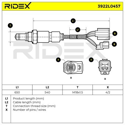 Lambda (Oxygen) Sensor RIDEX 3922L0457 3922L0457 - photo 7