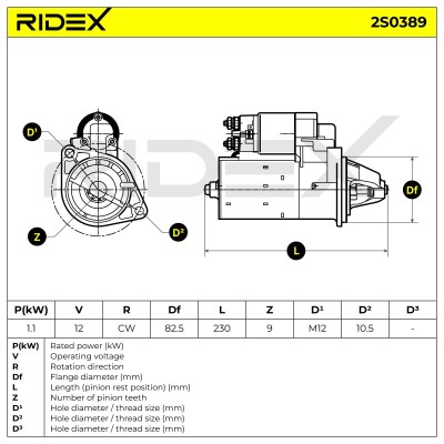 Starter RIDEX 2S0389 2S0389 - photo 7