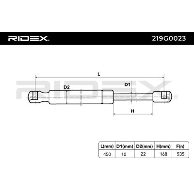 Gas Spring, boot-/cargo area RIDEX 219G0023 219G0023 - photo 3